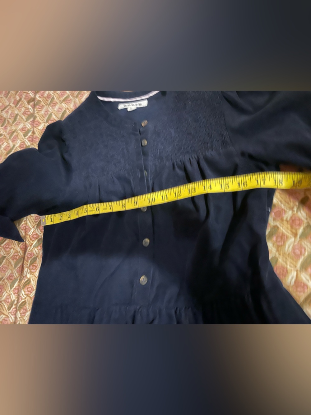 Boden | Blue Corduroy Tiered Dress | 8p - Picture 8 of 11